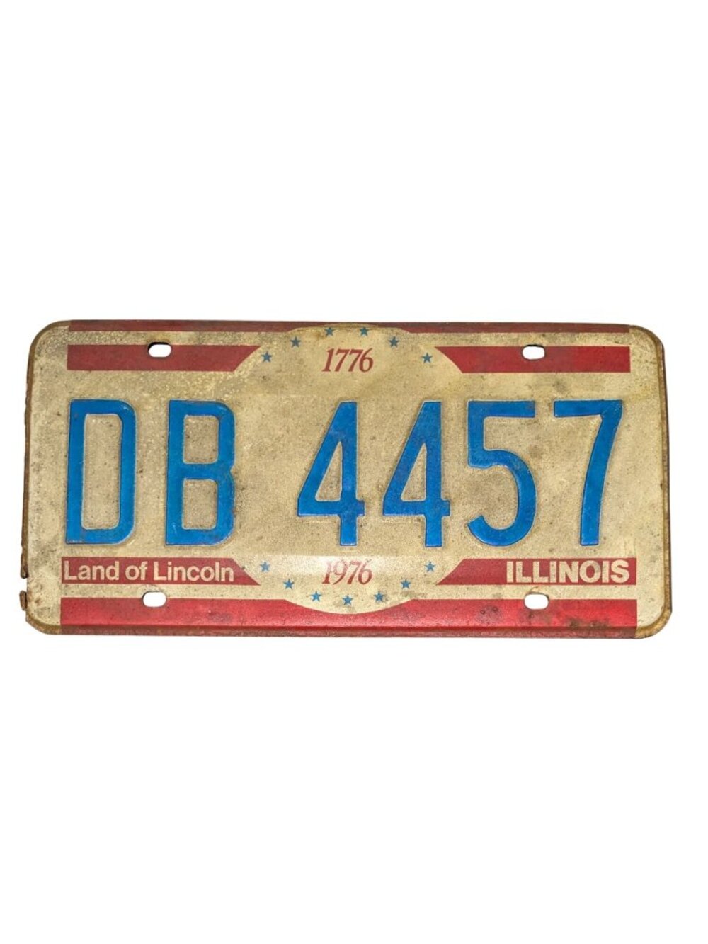 Vintage 1976 Illinois License Plate DB 4457 Bicentennial